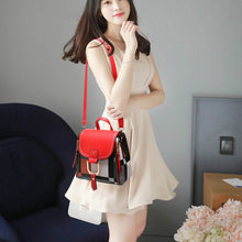 Cargar imagen en el visor de la galería, Mochilas de diseñador de cuero PU para mujer, sirve tambien como bolso escolar para chicas adolescentes, mochila de viaje Retro colorida