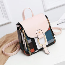 Cargar imagen en el visor de la galería, Mochilas de diseñador de cuero PU para mujer, sirve tambien como bolso escolar para chicas adolescentes, mochila de viaje Retro colorida