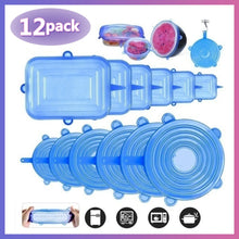 Cargar imagen en el visor de la galería, Tapas elásticas de silicona, funda universal para bol y olla, para tapar alimentos frescos, para usar en la cocina o el microondas, 6/12 unidades
