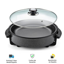Cargar imagen en el visor de la galería, Sartén eléctrica Multifunción 1500W, 30 cm, termostato con sensor, 5 niveles de temperatura, asas tacto frío, antiadherente