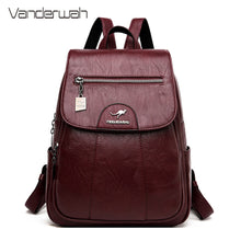 Cargar imagen en el visor de la galería, Bolso Mochilas de cuero sintético vintage, de alta calidad, para mujeres