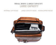 Cargar imagen en el visor de la galería, Bolso cruzado para hombre, Bolsas de hombro con cremalleras, Bolsa de cuero artificial para hombre tipo mensajero, de gran capacidad