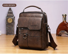 Cargar imagen en el visor de la galería, Bolso cruzado para hombre, Bolsas de hombro con cremalleras, Bolsa de cuero artificial para hombre tipo mensajero, de gran capacidad