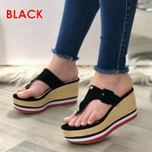 Cargar imagen en el visor de la galería, Sandalias para mujer, de tacón cuña, con plataforma y hebilla, chanclas (talla 35-43)
