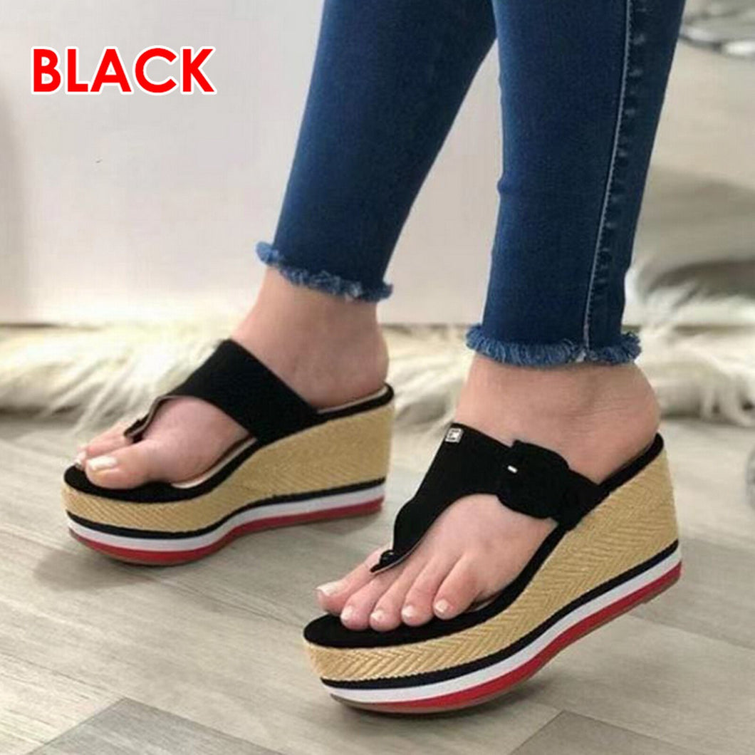 Sandalias para mujer, de tacón cuña, con plataforma y hebilla, chanclas (talla 35-43)