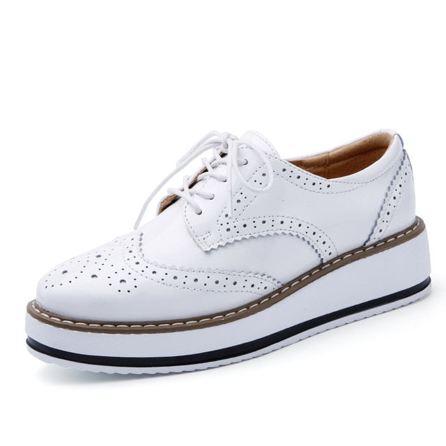 EOFK-zapatos planos de cuero Oxford para mujer, para primavera otoño, cómodas informales con plataforma de diseñador