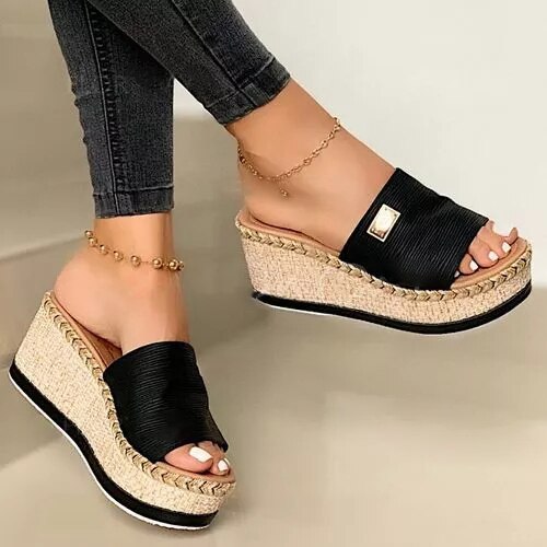 Sandalias de cuña con plataforma para mujer, chanclas suaves y cómodas, zapatos informales.