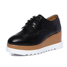 Cargar imagen en el visor de la galería, EOFK-zapatos planos de cuero Oxford para mujer, para primavera otoño, cómodas informales con plataforma de diseñador
