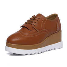 Cargar imagen en el visor de la galería, EOFK-zapatos planos de cuero Oxford para mujer, para primavera otoño, cómodas informales con plataforma de diseñador
