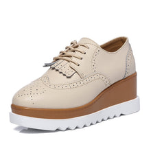 Cargar imagen en el visor de la galería, EOFK-zapatos planos de cuero Oxford para mujer, para primavera otoño, cómodas informales con plataforma de diseñador
