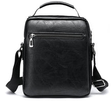 Cargar imagen en el visor de la galería, Bolso cruzado para hombre, Bolsas de hombro con cremalleras, Bolsa de cuero artificial para hombre tipo mensajero, de gran capacidad
