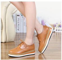 Cargar imagen en el visor de la galería, EOFK-zapatos planos de cuero Oxford para mujer, para primavera otoño, cómodas informales con plataforma de diseñador
