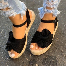 Cargar imagen en el visor de la galería, BRKWLYZ Sandalias casuales de mujer, Zapatos de verano Hemp Flats Plataforma, Hebilla, Con Correa Moda Mujer
