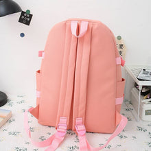 Cargar imagen en el visor de la galería, Mochila escolar de lona Harajuku para mujer, mas bolso escolar para estudiantes universitarios, escolar, Kawaii, 4 Uds., Mochila para ordenador portátil
