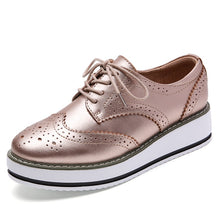 Cargar imagen en el visor de la galería, EOFK-zapatos planos de cuero Oxford para mujer, para primavera otoño, cómodas informales con plataforma de diseñador
