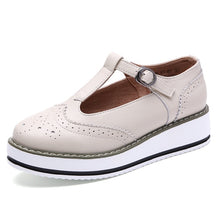 Cargar imagen en el visor de la galería, EOFK-zapatos planos de cuero Oxford para mujer, para primavera otoño, cómodas informales con plataforma de diseñador
