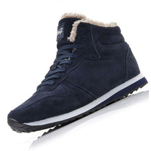 Cargar imagen en el visor de la galería, Botas de nieve a la moda para hombre, zapatos de talla grande, zapatillas de deporte, botines de invierno, calzado negro y azul
